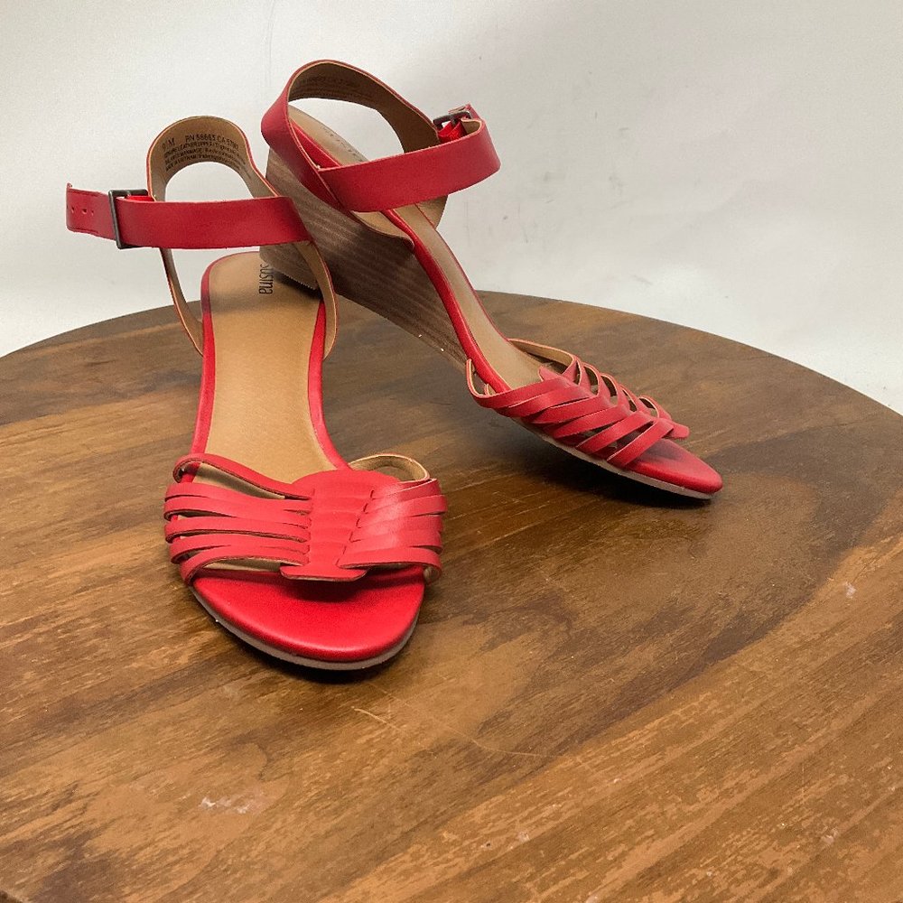 COPY - Susina Terra Women's Leather Low Wedge Heel Ankle Strap Sandals Size 9.5M